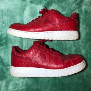 Nike Air Force 1 red ostrich leather